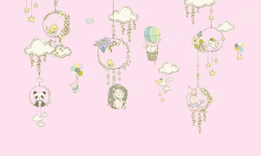 Фотообои в интерьере детские. ловец снов и милые животные  12-1620 фото