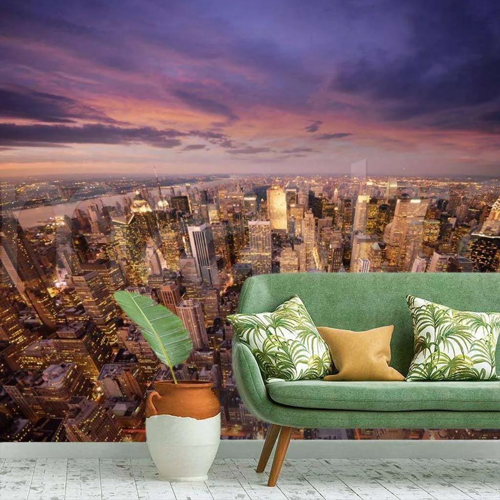 Фотообои Нью Йорк вид сверху на ночной город  9-802