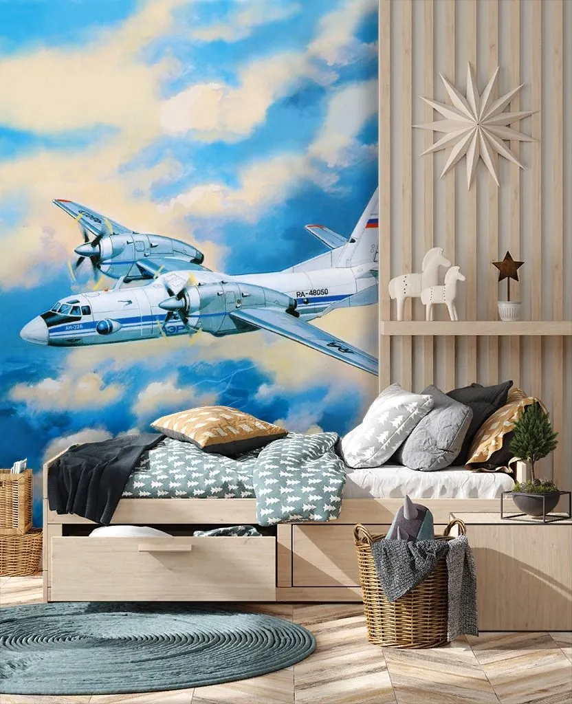 Фотообои в интерьере самолет в облаках  9-1956 фото