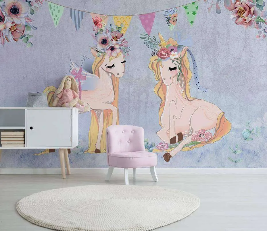 Фотообои в интерьере два единорога  15-338 фото