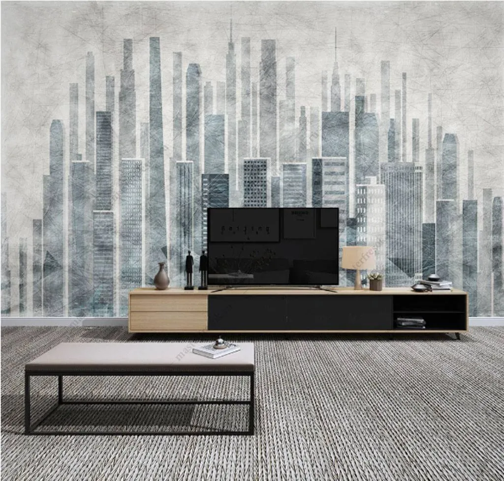 Фотообои в интерьере акварельный город  15-867 фото