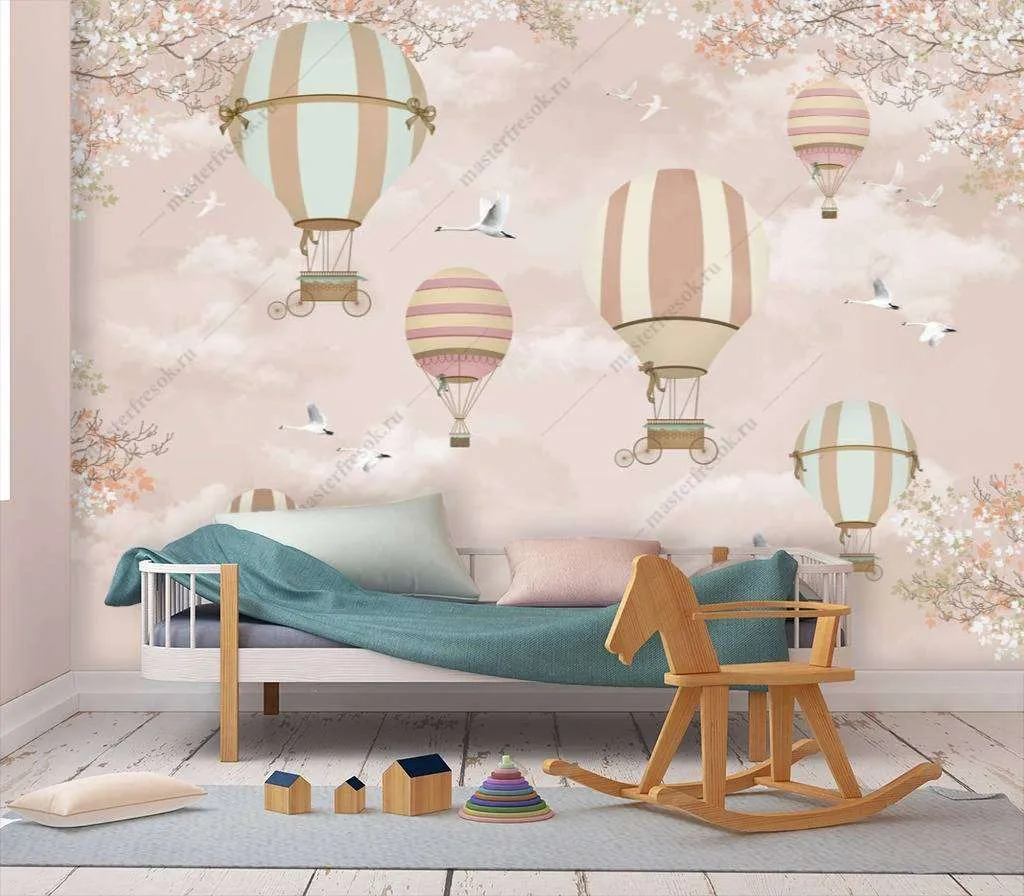 Фотообои Бесшовные обои на стену:  Воздушные шары в небе. Артикул: 12-823  