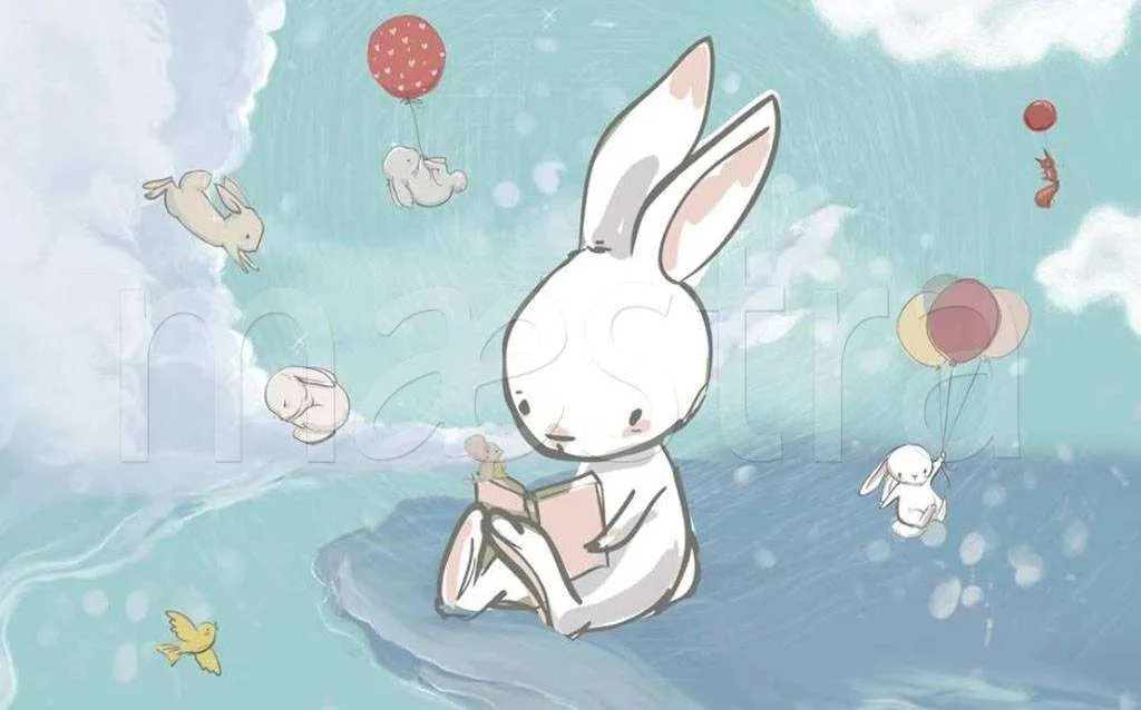 Фотообои в интерьере милый кролик  15-138 фото