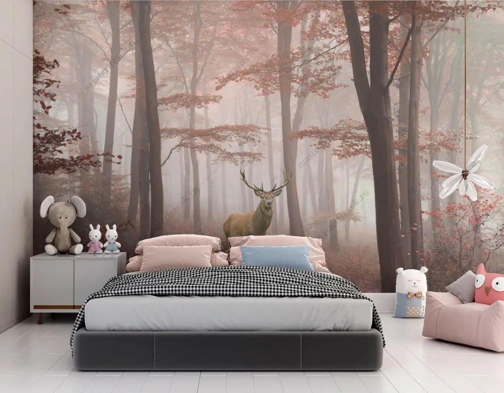 Фотообои Осенний лес с оленем  9-1529