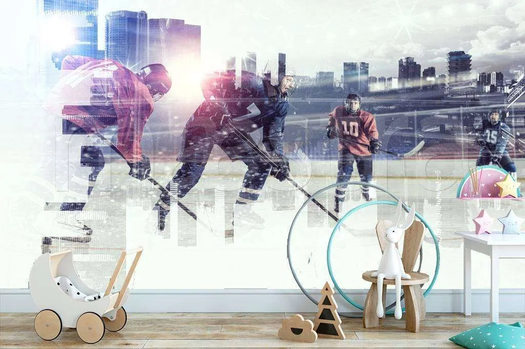 Фотообои в интерьере игровой момент на льду  12-562 фото