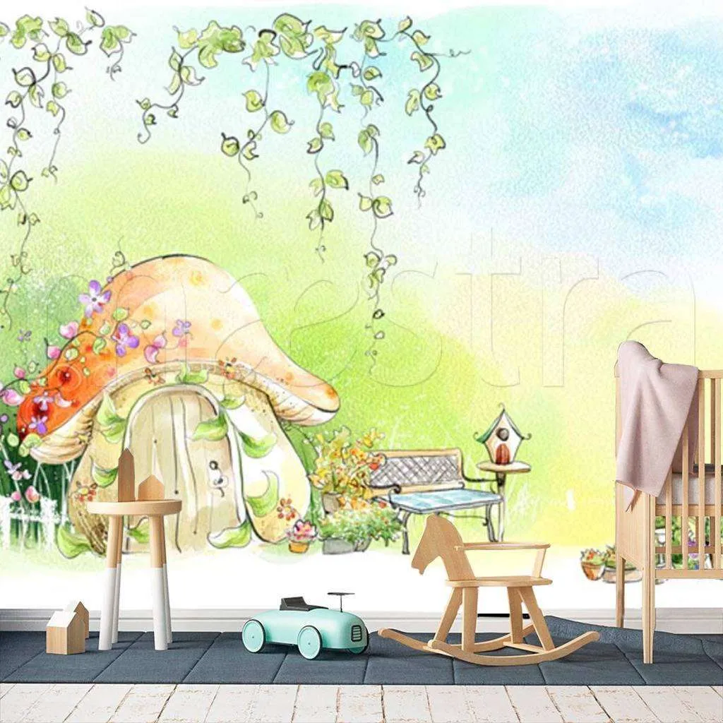 Фотообои в интерьере дом грибок на поляне  12-160 фото