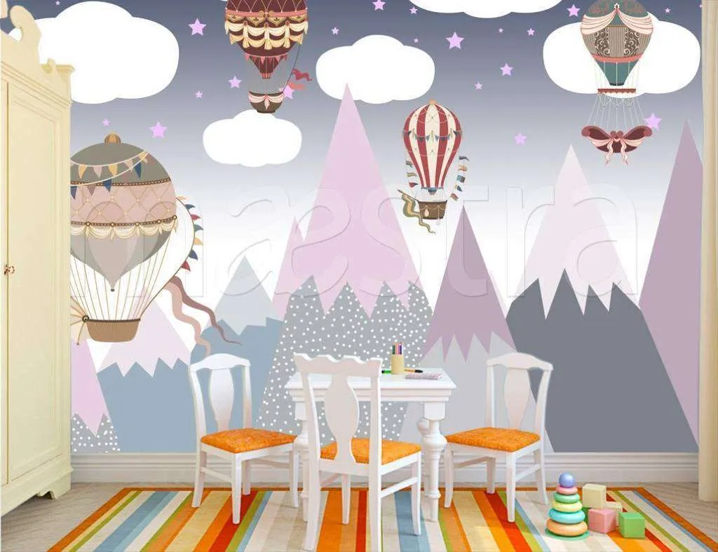 Фотообои Бесшовные обои на стену:  Горы и воздушные шары. Артикул: 7-625  