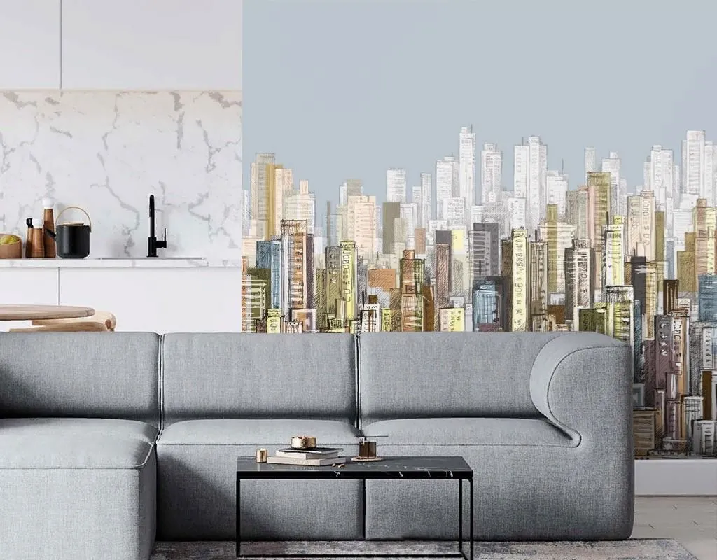 Фотообои в интерьере 3д рисунок город  9-1936 фото