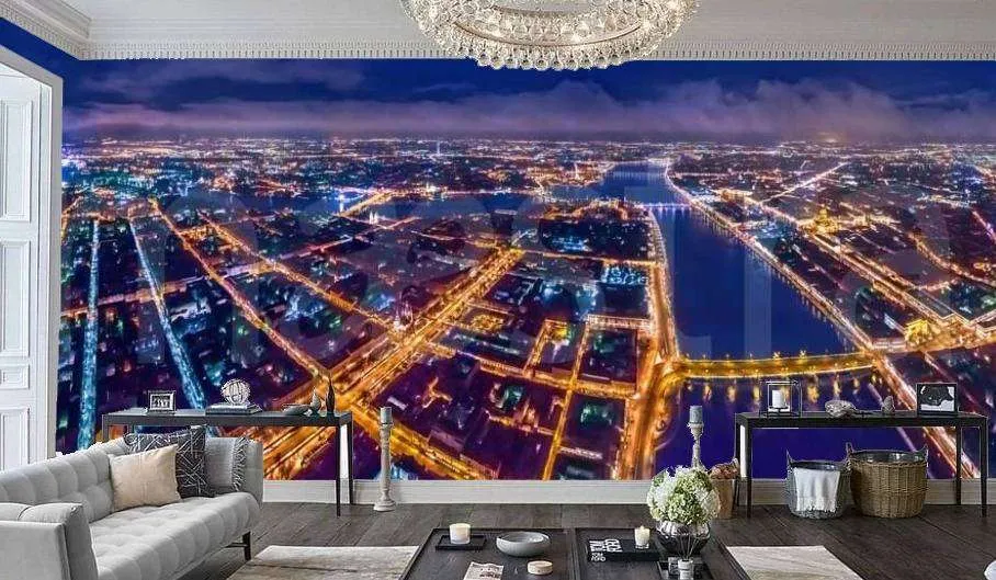 Фотообои Ночной город в огнях  9-710