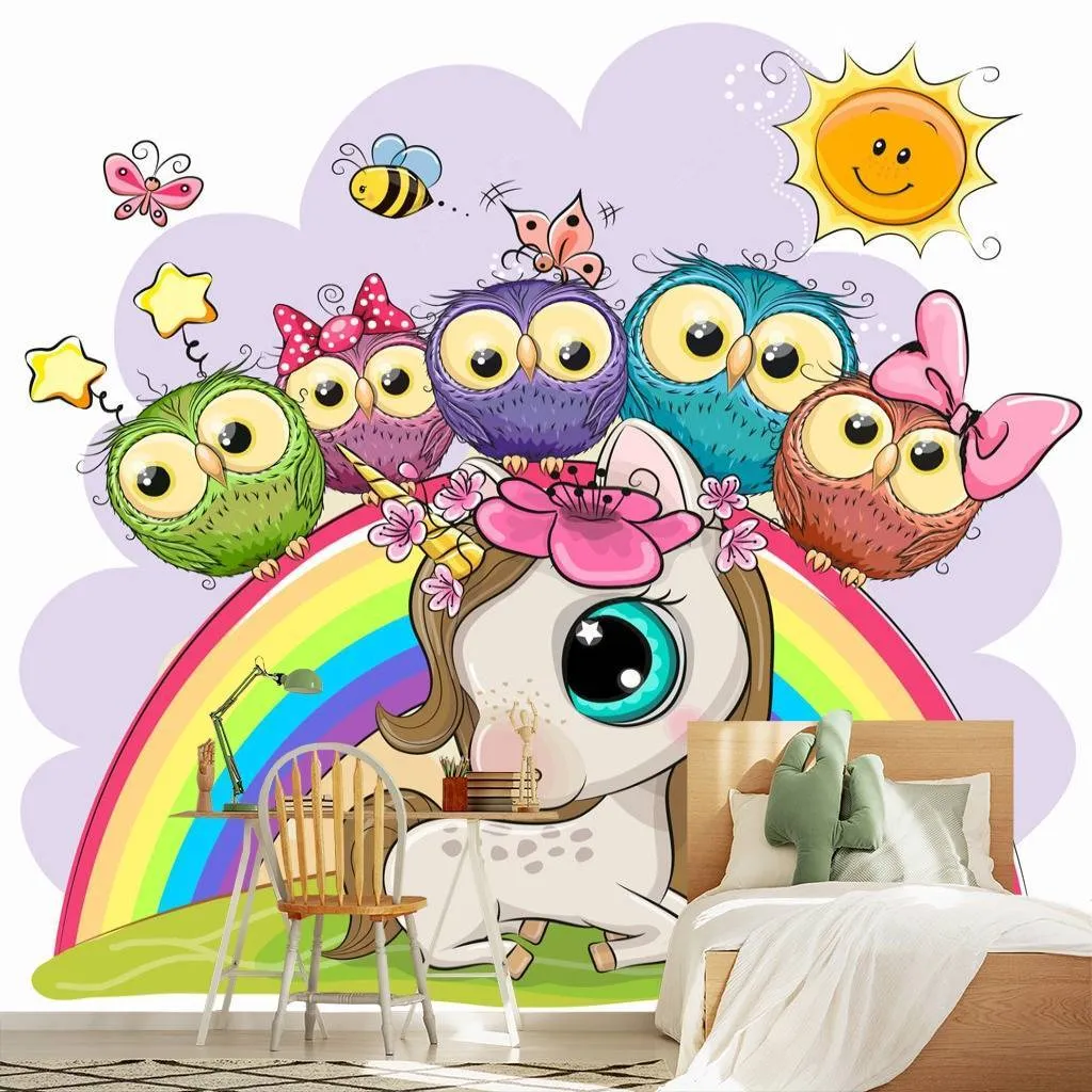 Фотообои Единорог с совушками  12-604
