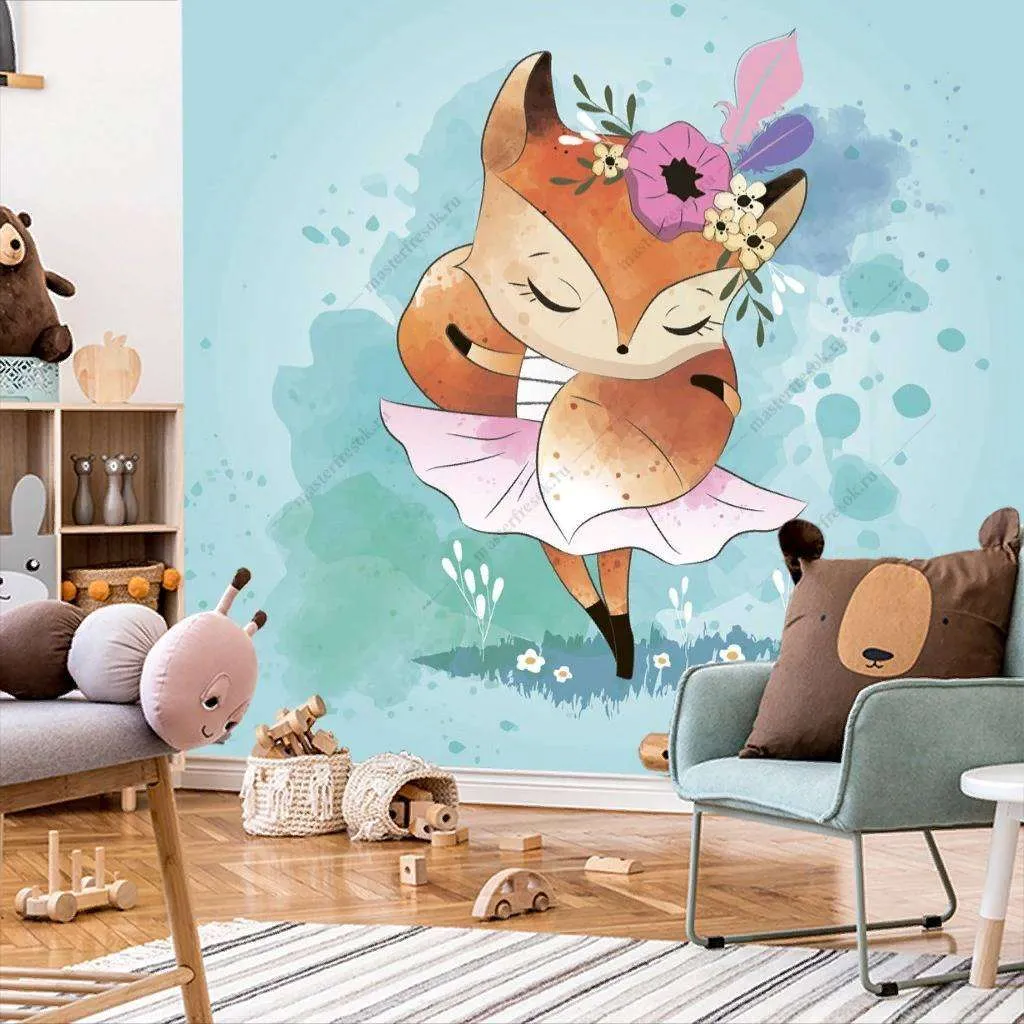 Фотообои в интерьере лисичка балерина  12-470 фото