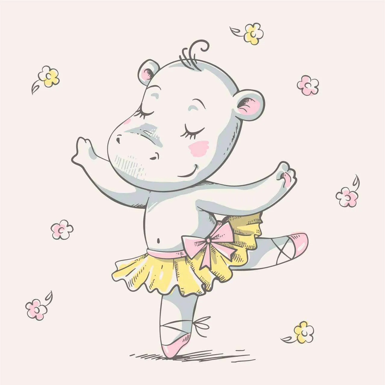 Фотообои в интерьере бегемотик балерина  12-475 фото