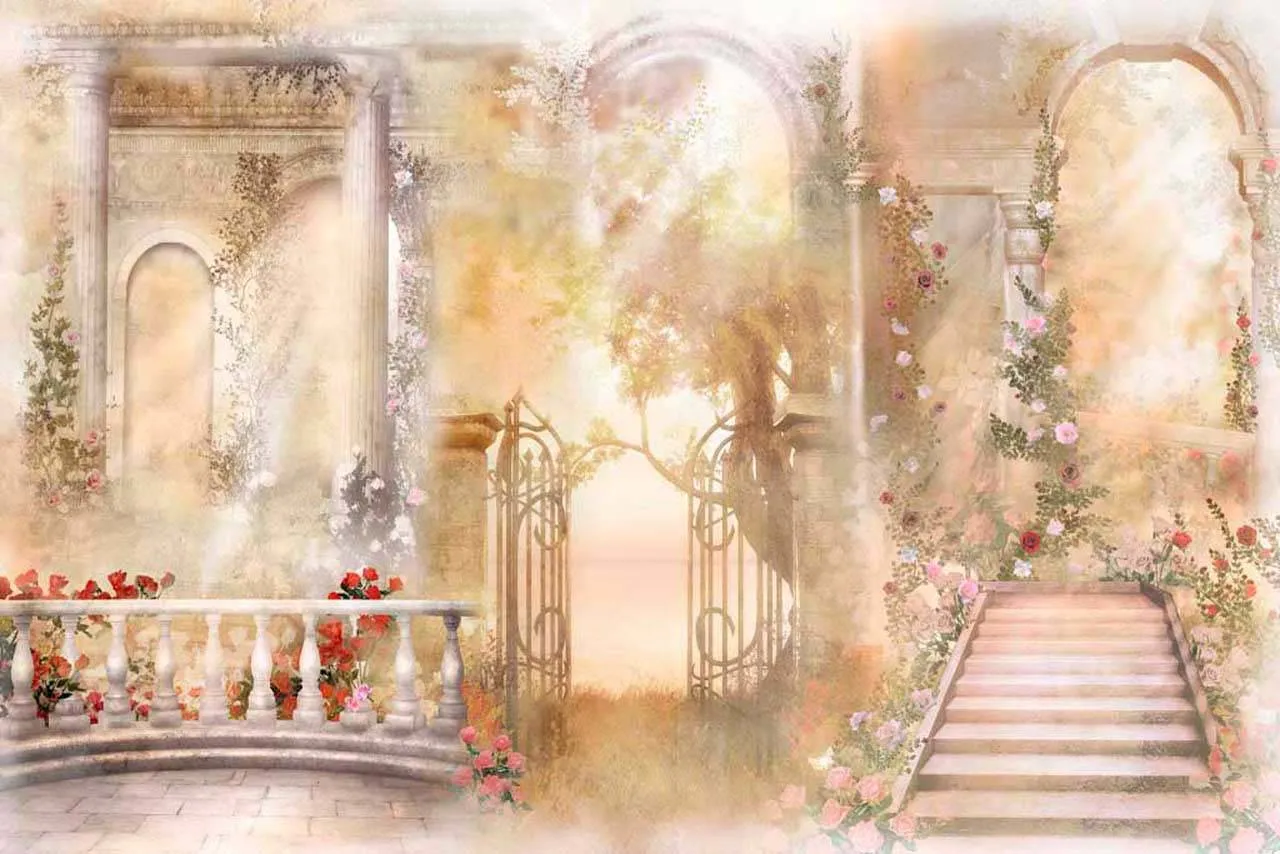 Фотообои в интерьере сказочная абстракция цветов и парка  11-094 фото