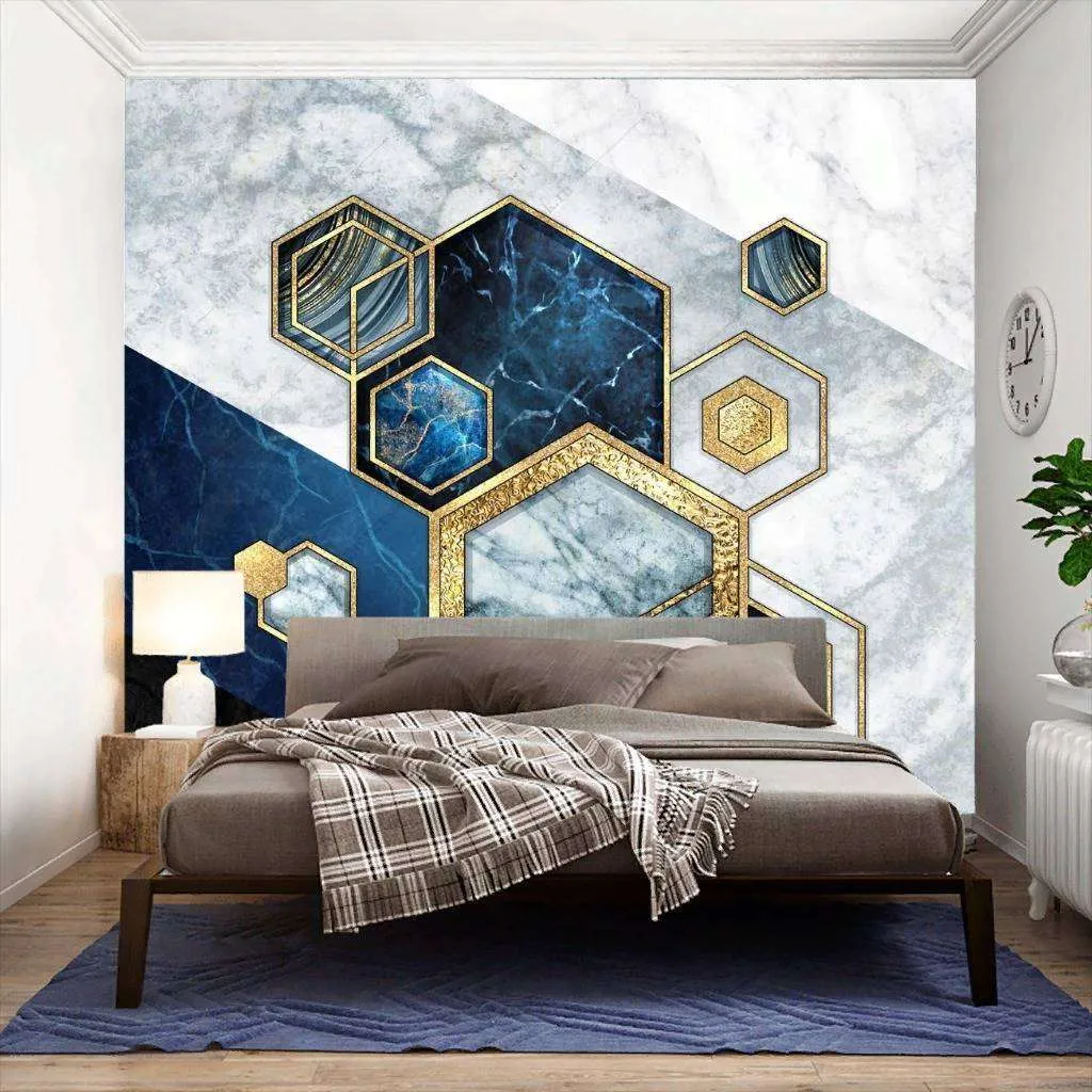 Фотообои в интерьере голубой мрамор фон арт деко  9-1102 фото