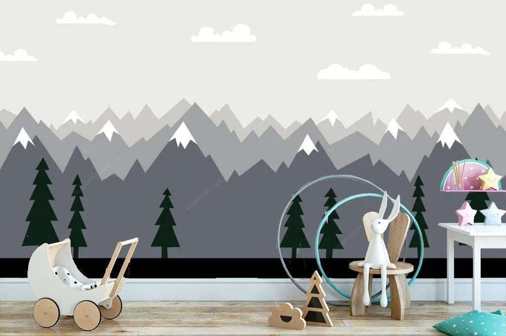 Фотообои в интерьере елки у горы  15-623 фото