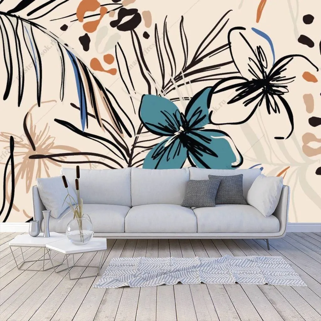 Фотообои Цветы на бежевом фоне  9-1120