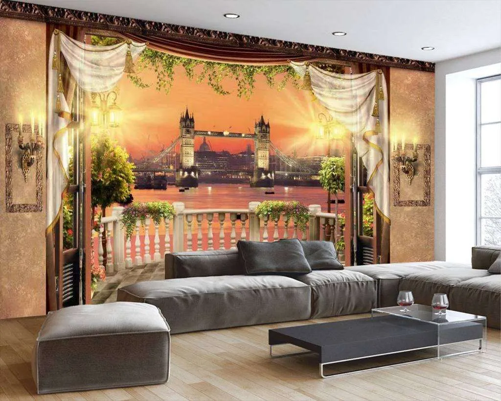 Фотообои в интерьере ночной вид на лондон  17-0016 фото