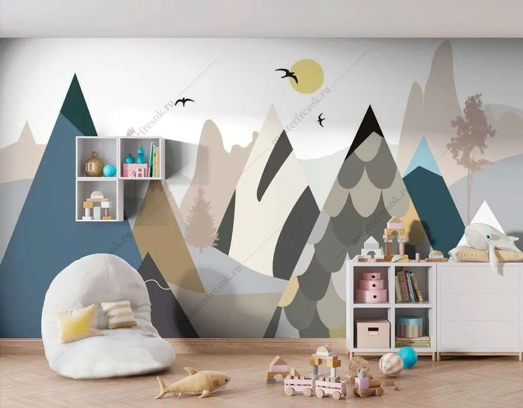 Фотообои в интерьере разноцветные холмы  14-614 фото