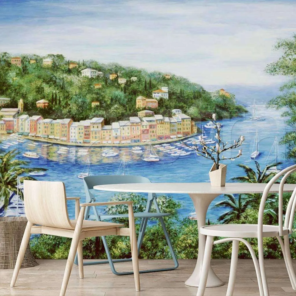 Фотообои в интерьере причал в синем море  8-064 фото