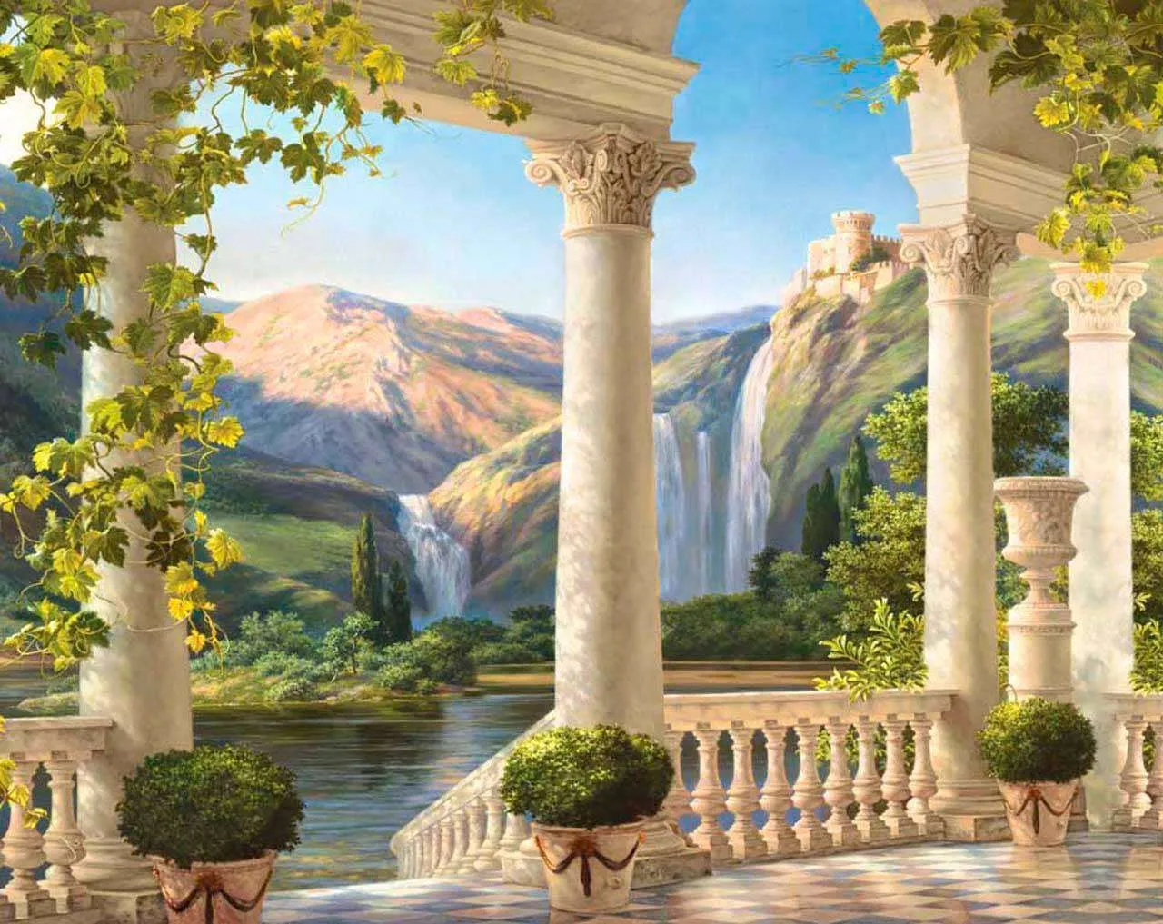 Фотообои в интерьере терраса с выходом к озеру  11-071 фото