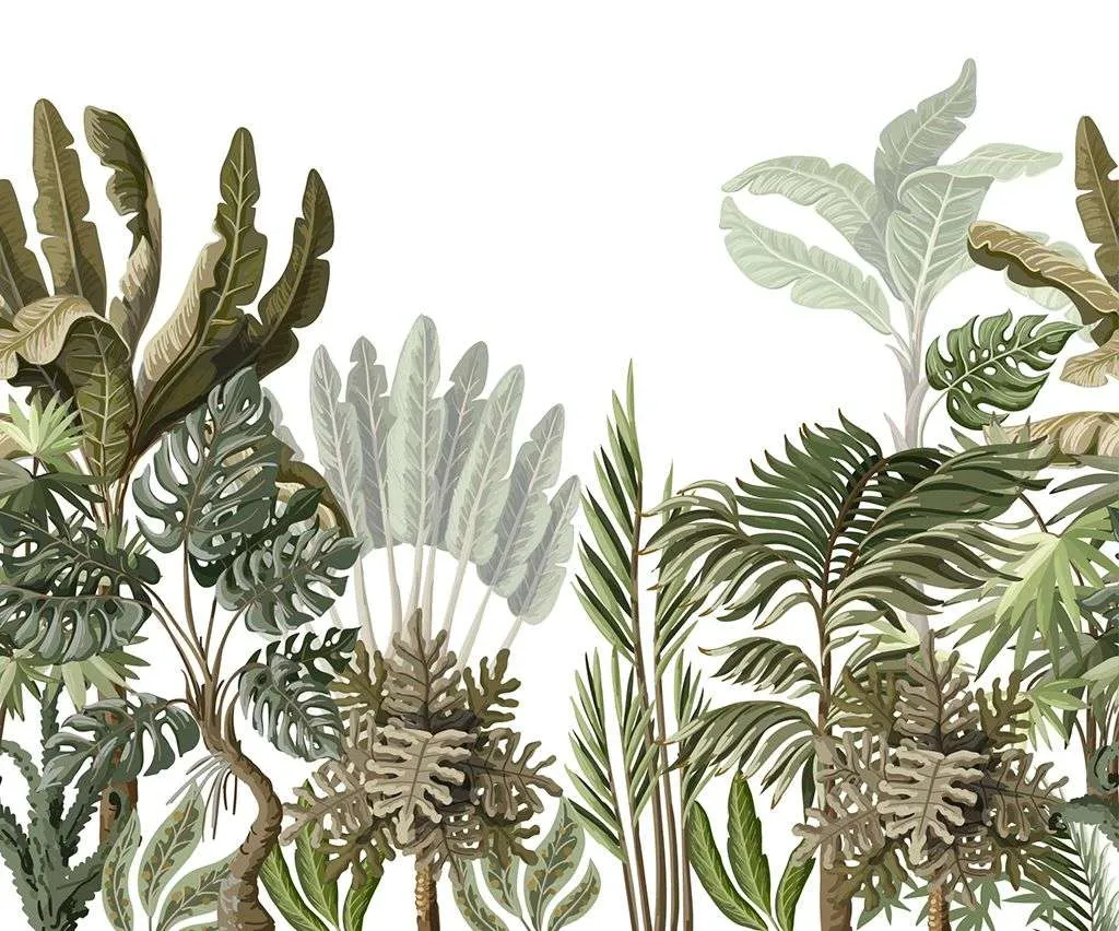 Фотообои в интерьере джунгли на белом фоне  12-1396 фото