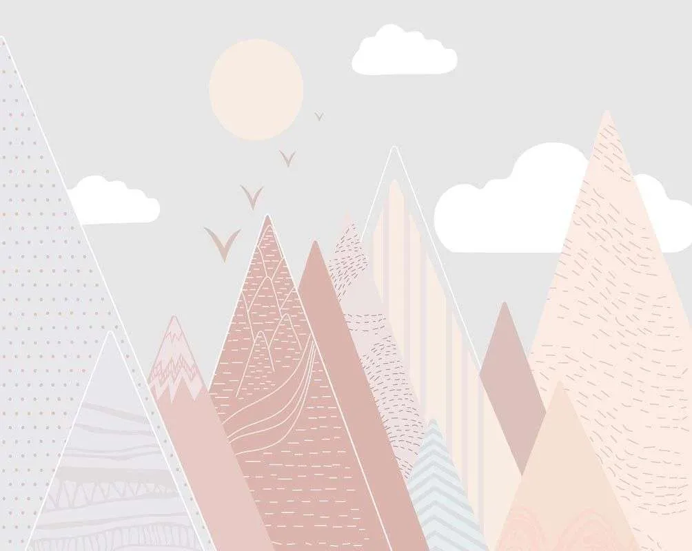 Фотообои в интерьере горы розовые и облака  14-656 фото