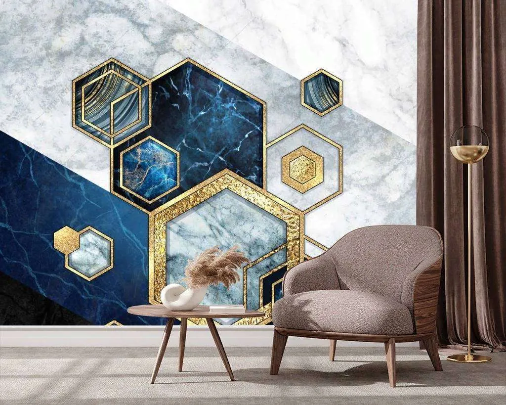 Фотообои в интерьере голубой мрамор фон арт деко  9-1102 фото