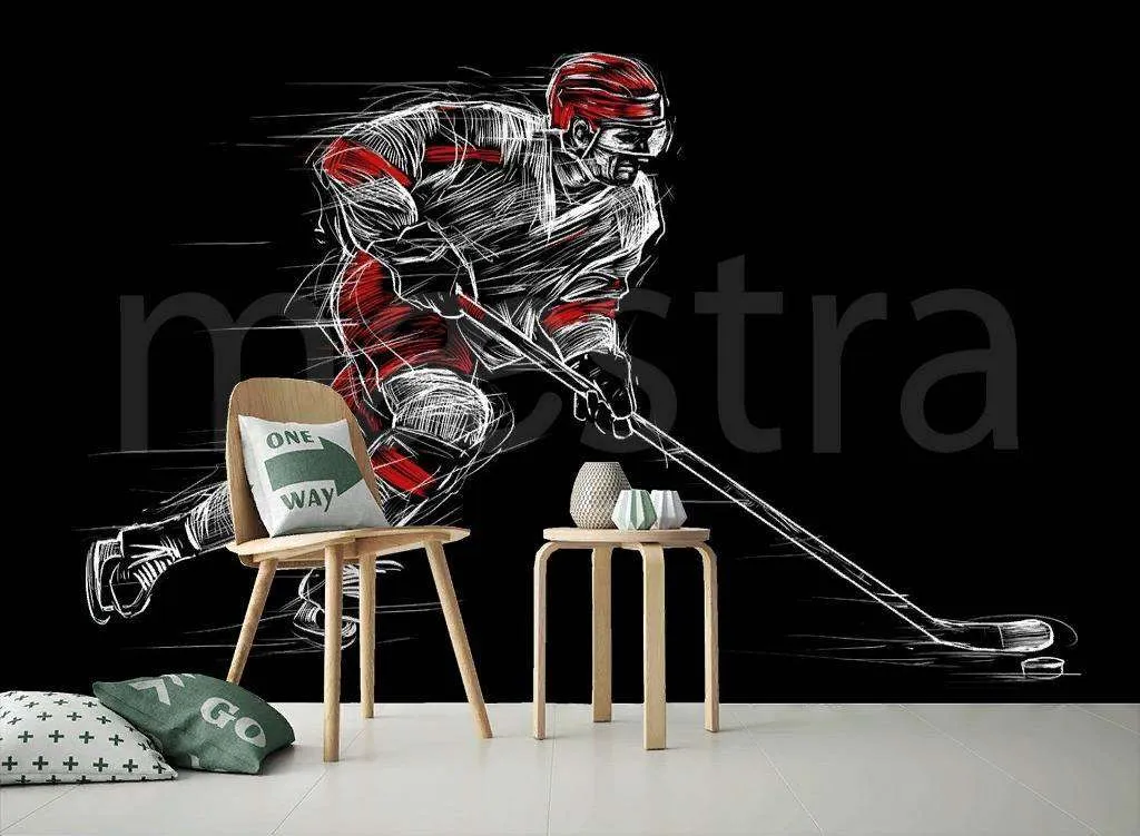 Фотообои Силуэт хоккеиста  12-559