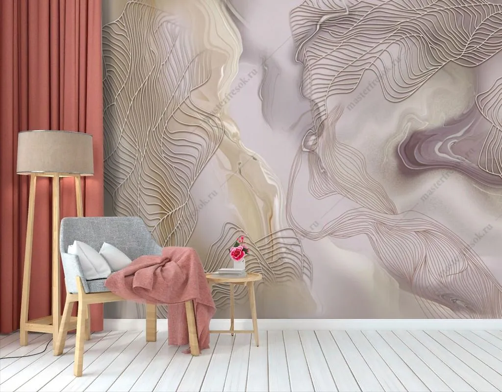 Фотообои Разводы золотые на розовом фоне  13-588