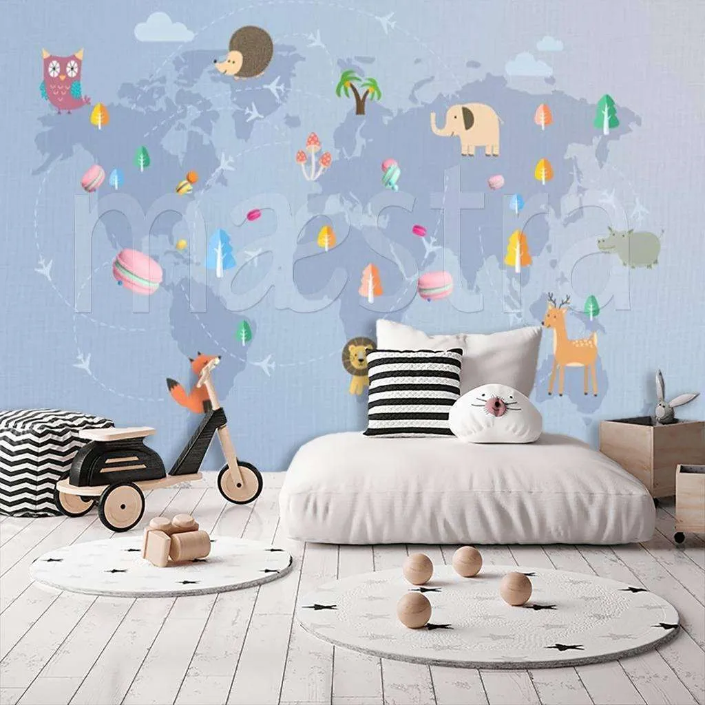 Фотообои в интерьере карта детская без названий  15-133 фото