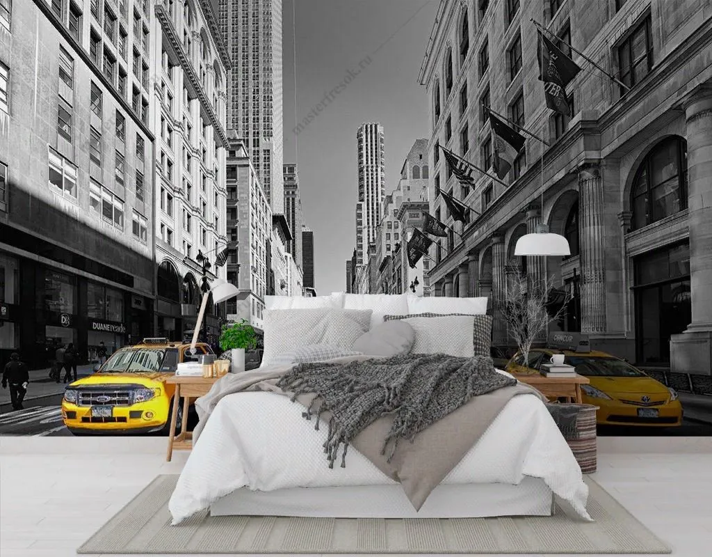 Фотообои в интерьере желтое такси в нью-йорке  9-1767 фото