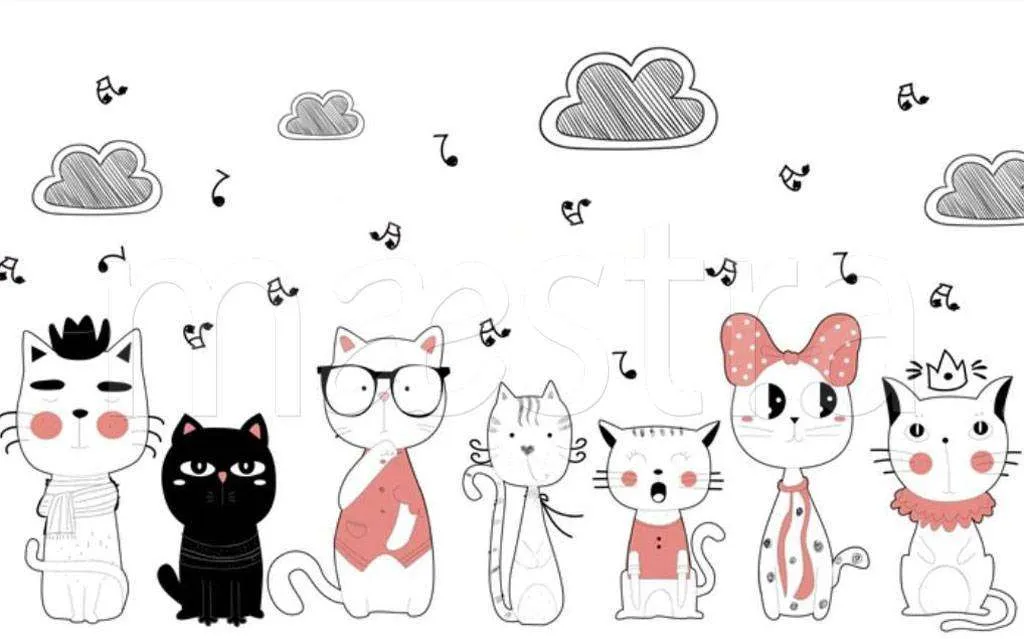 Фотообои в интерьере кошачий хор  15-232 фото