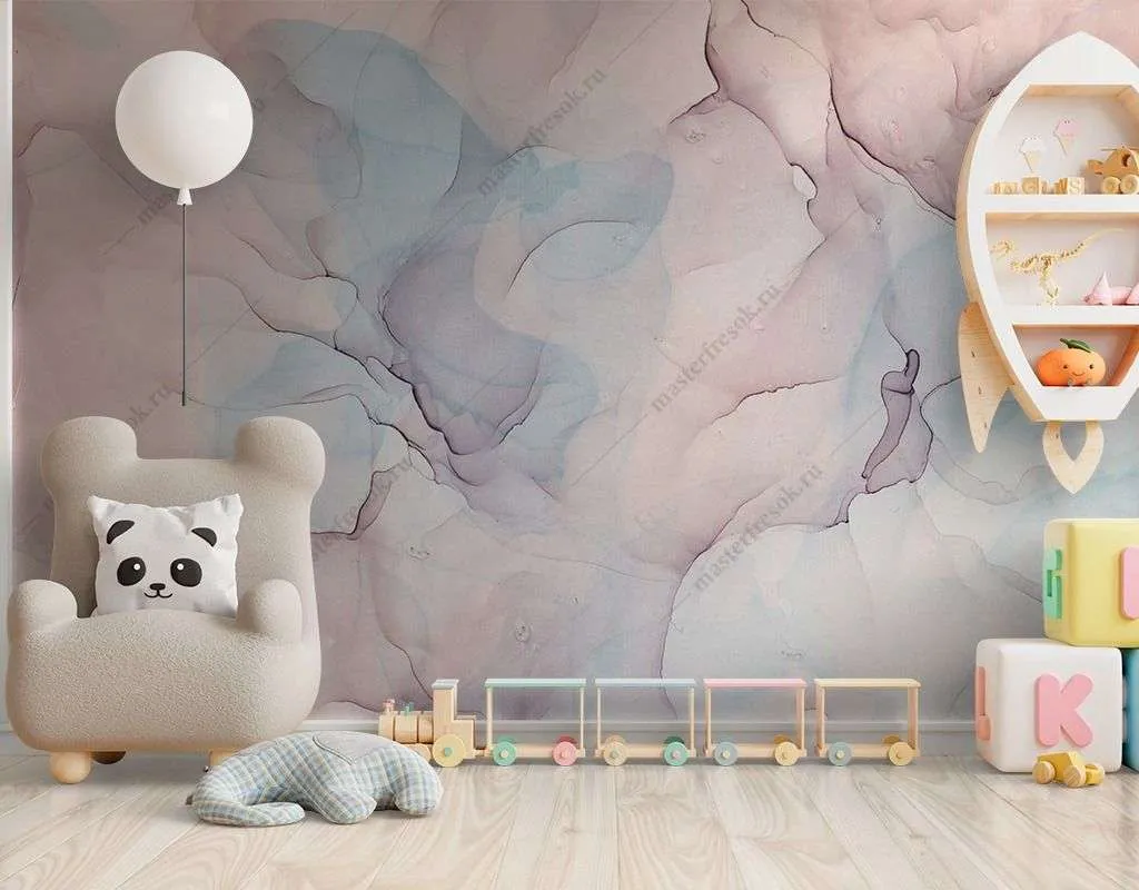 Фотообои в интерьере розовая акварель флюид  9-1500 фото