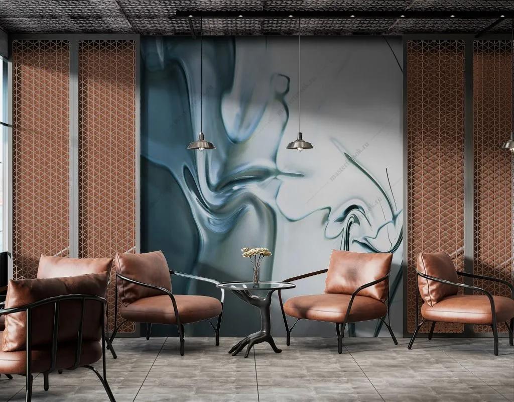 Фотообои в интерьере серебрянная жидкость  9-1596 фото