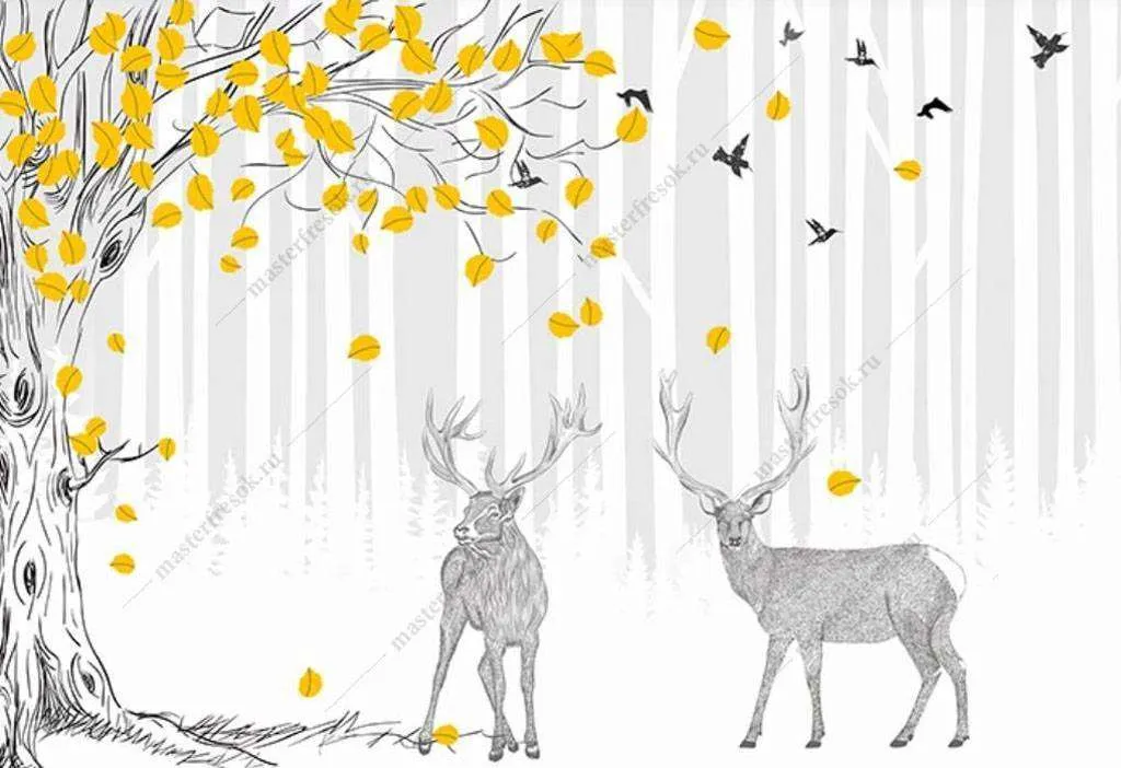 Фотообои в интерьере винтажный олень  15-988 фото