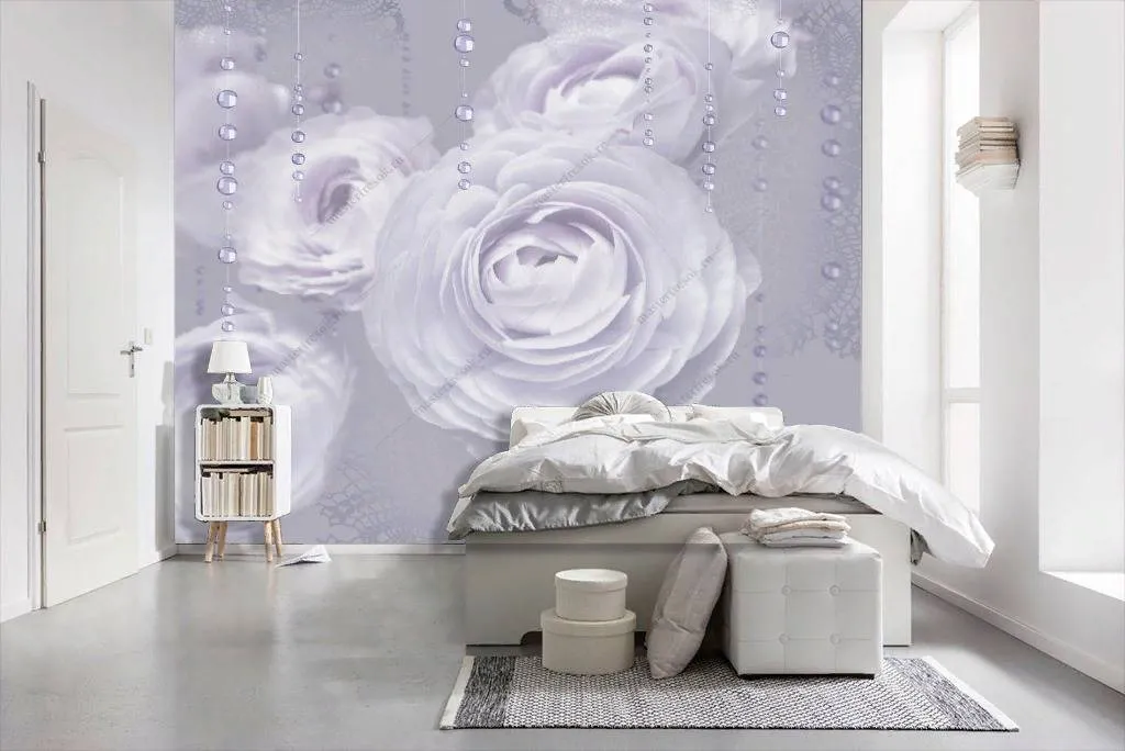 Фотообои в интерьере нежные розы  10-748 фото