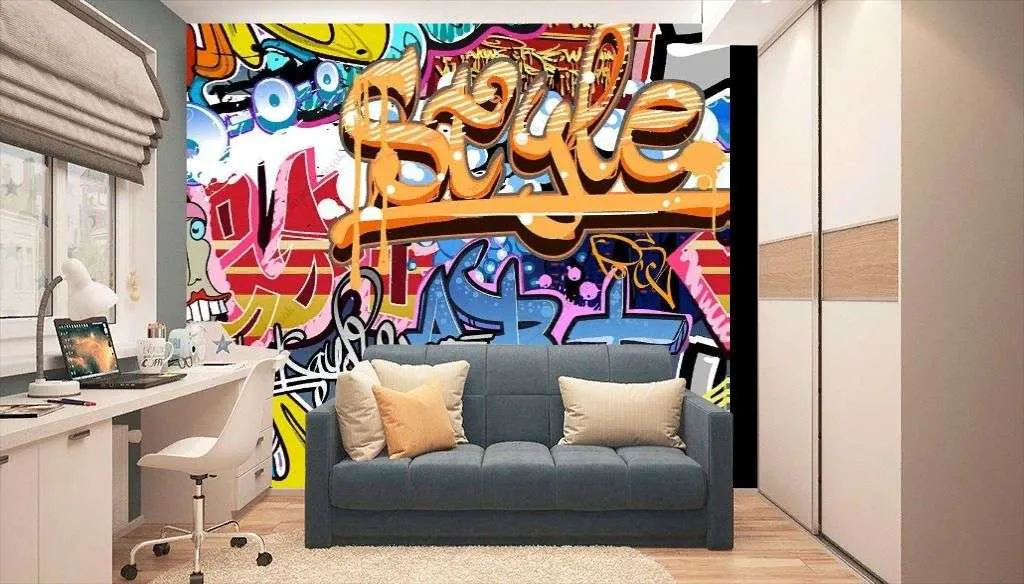 Фотообои в интерьере граффити стена  12-1263 фото