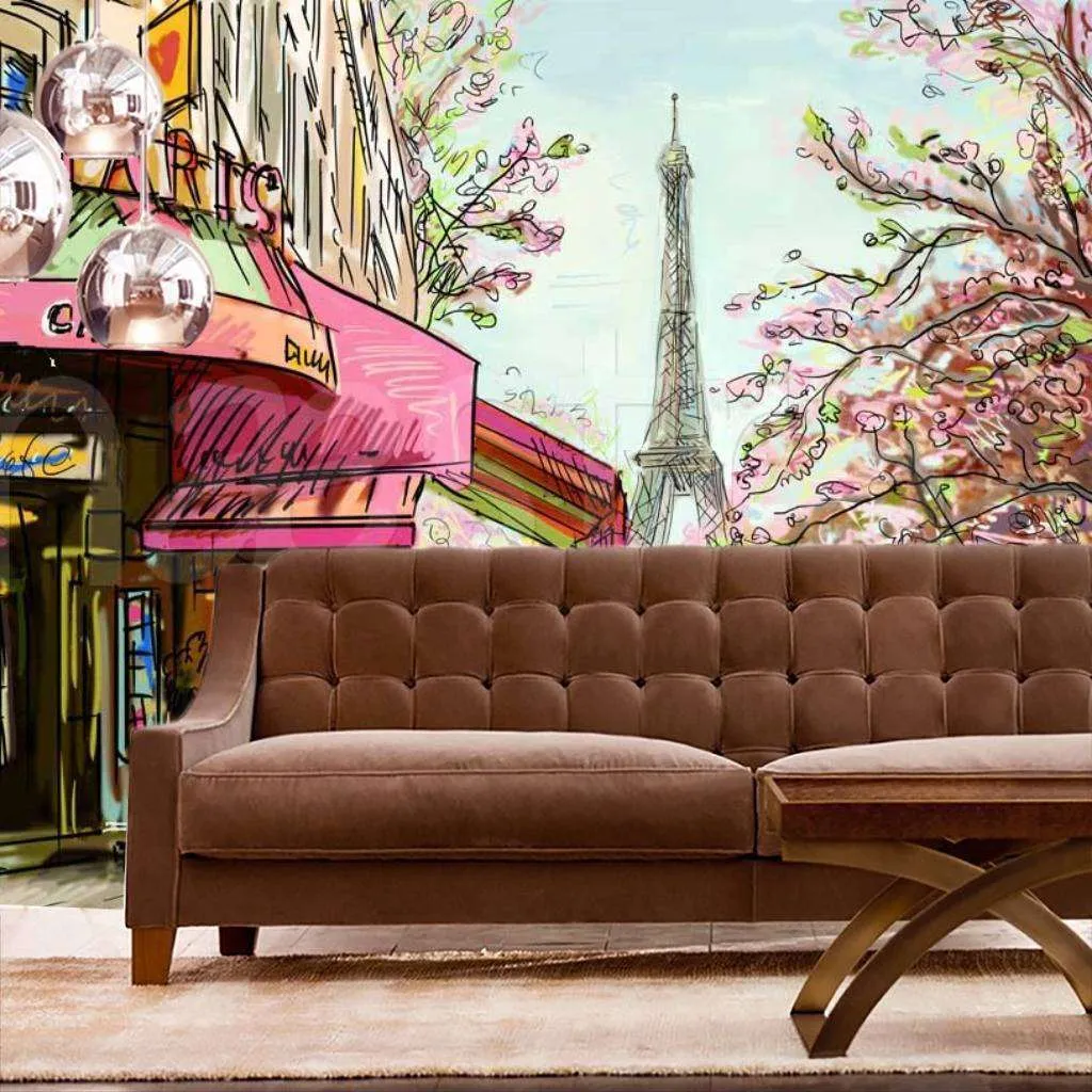 Фотообои Кафе в Париже карандашами  9-773