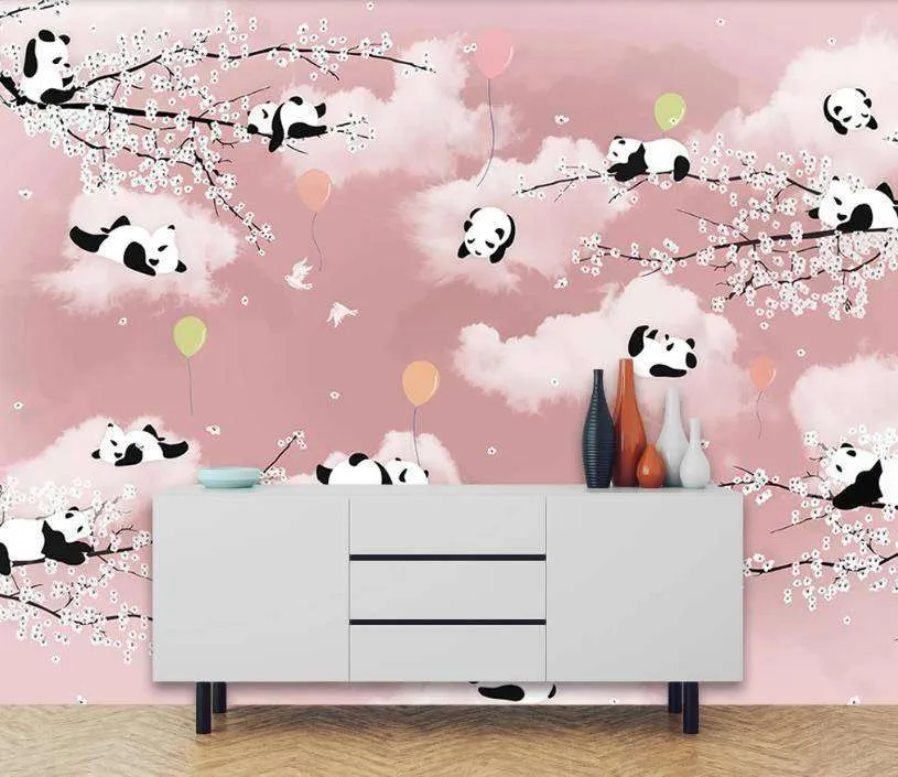 Фотообои Панды в розовых облаках  15-074