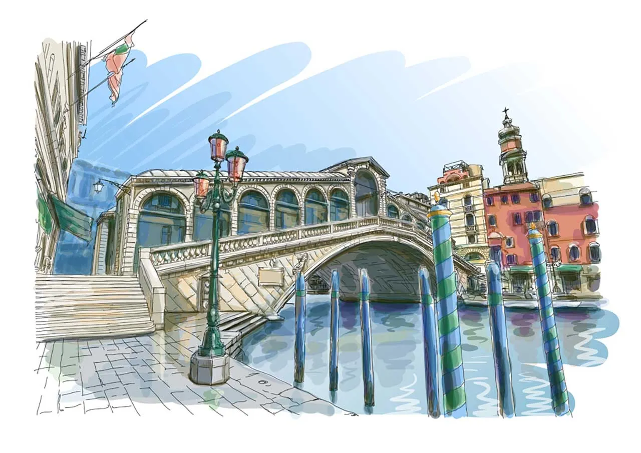 Фотообои в интерьере мост риальто в венеции  9-261 фото