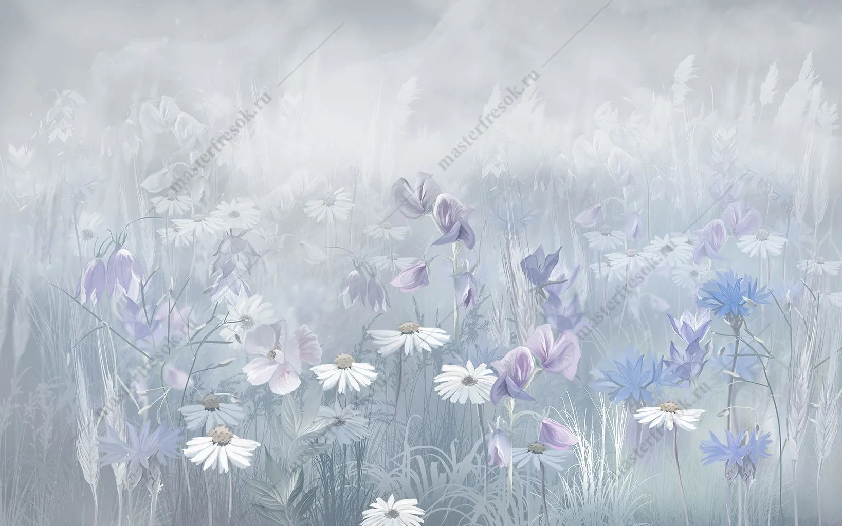 Фотообои в интерьере цветочная поляна  13-382 фото