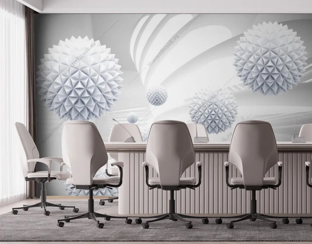 Фотообои в интерьере колючие сферы  14-295 фото