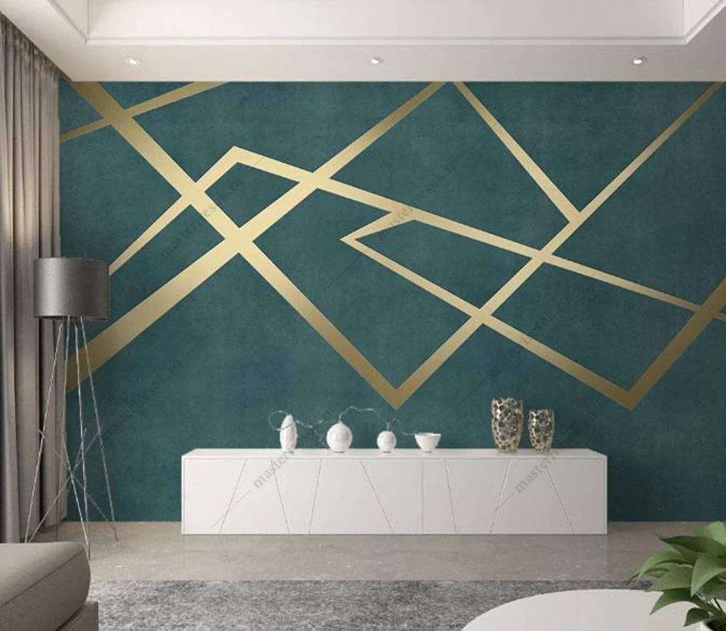 Фотообои в интерьере золотая геометрия  16-052 фото