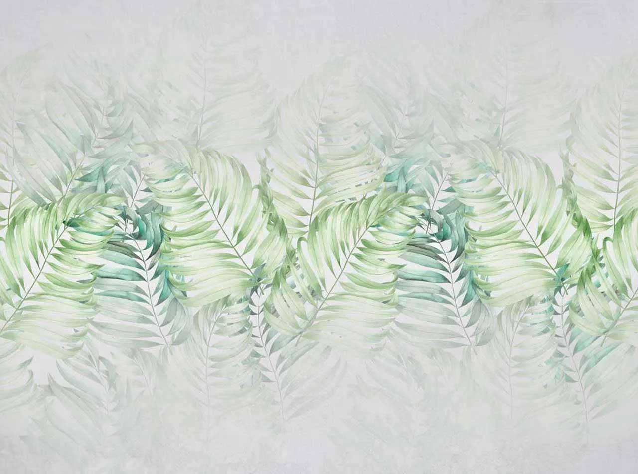 Фотообои в интерьере папоротник нежно-серый  13-054 фото