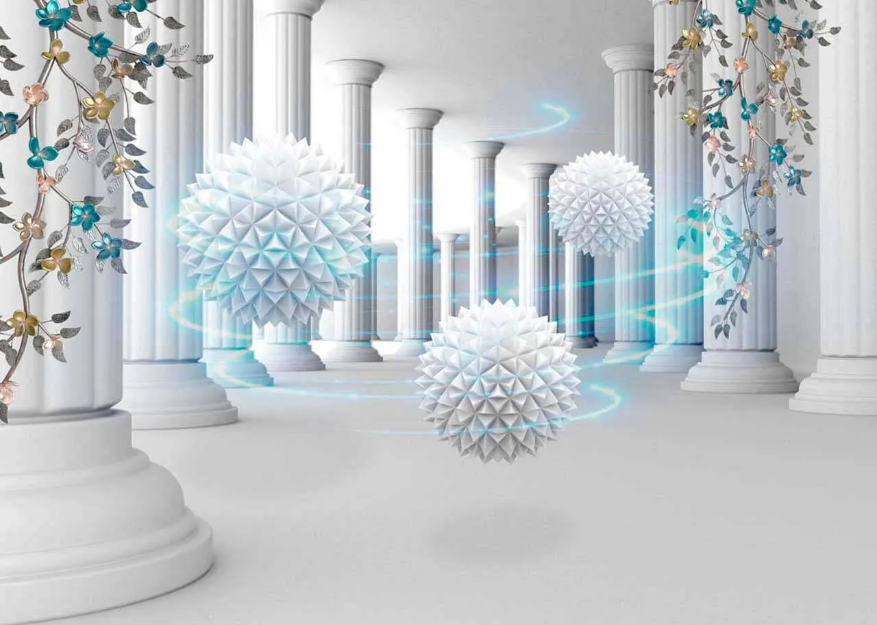 Фотообои в интерьере 3д шары в тоннеле  10-590 фото