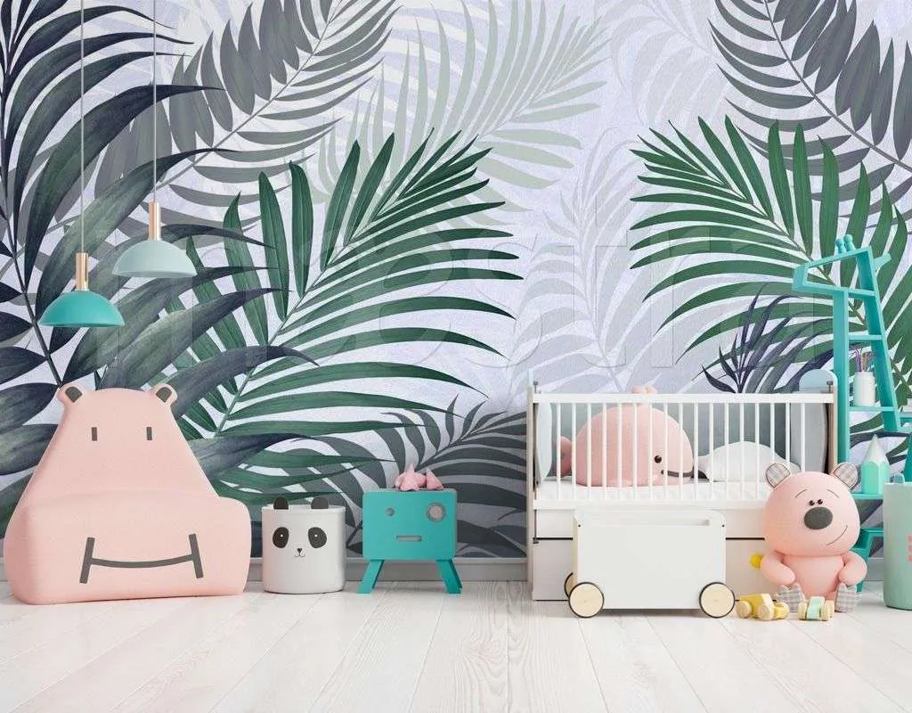 Фотообои в интерьере листья пальм  7-930 фото