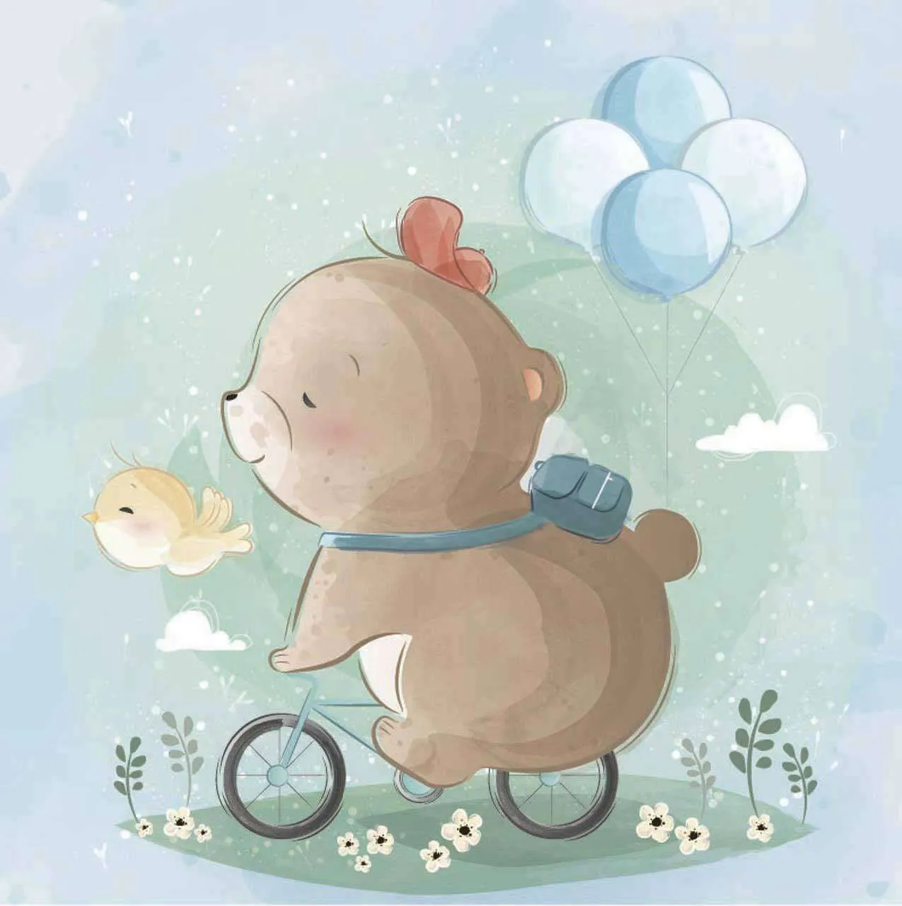 Фотообои в интерьере котенок на велосипеде  12-463 фото