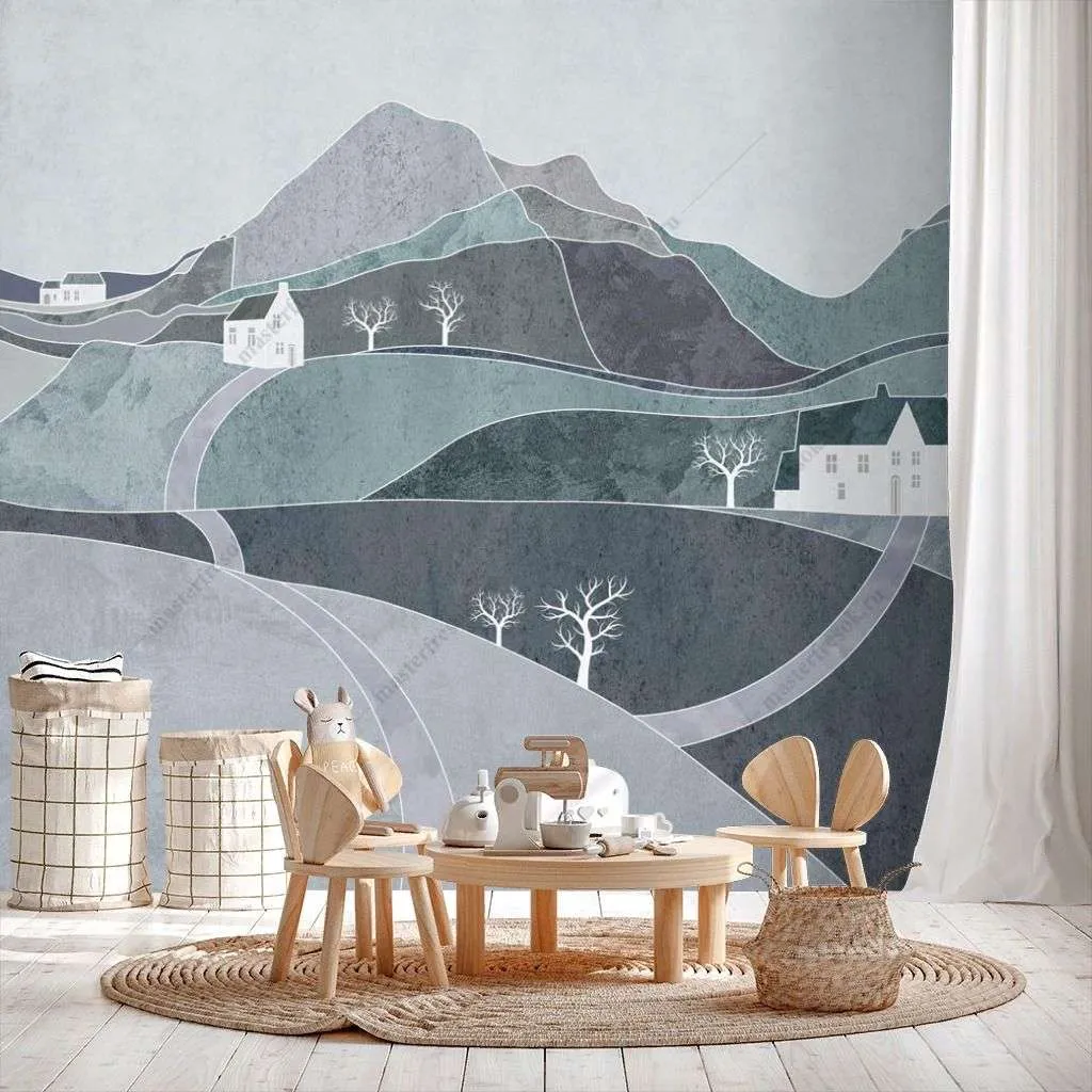 Фотообои в интерьере холмистый пейзаж  12-1315 фото