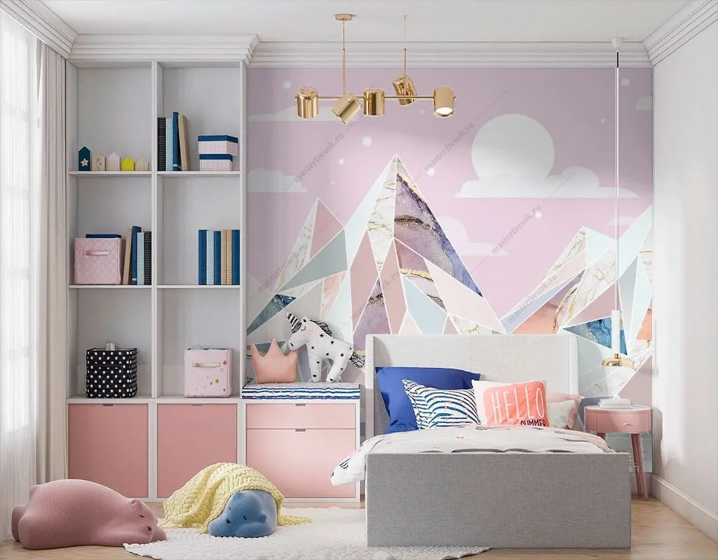 Фотообои Хрустальные розовые горы для девочки  12-1538