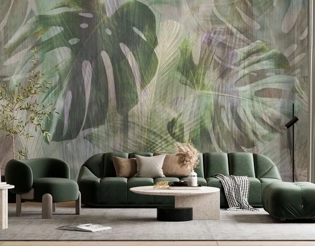 Фотообои Бесшовные обои на стену:  Тропическая монстера. Артикул: 14-411  